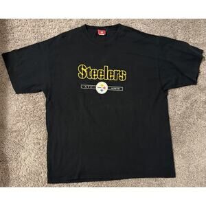 NFL Pittsburgh Steelers Graphic Black Men's T-Shirt L Cotton Crew Neck Short Sl…